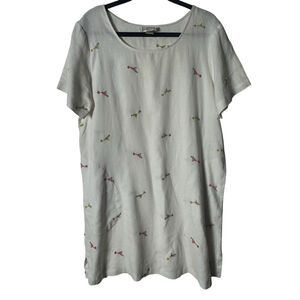 Vintage Cotton Connection White Linen Short Sleeve Tee Dress size Large